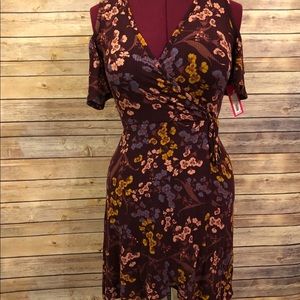 NWT Xhilaration Maroon&Floral Cold Shoulder Dress